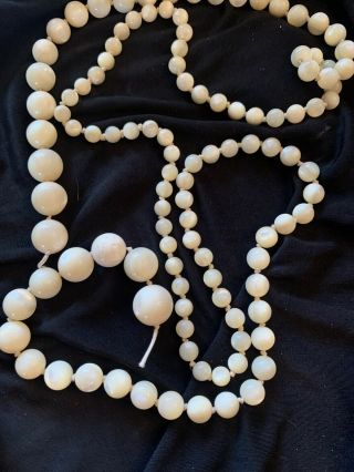 Antique Vintage Carved Mother Of Pearl Shell Bead Necklace Repair