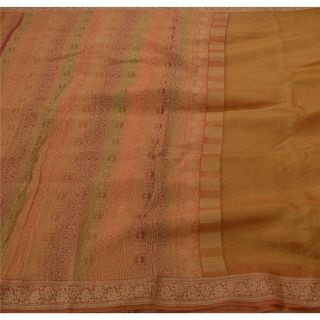 Tcw Vintage Sarees 100 Pure Silk Woven Green Fabric Craft Sari