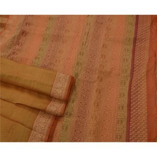Tcw Vintage Sarees 100 Pure Silk Woven Green Fabric Craft Sari 3