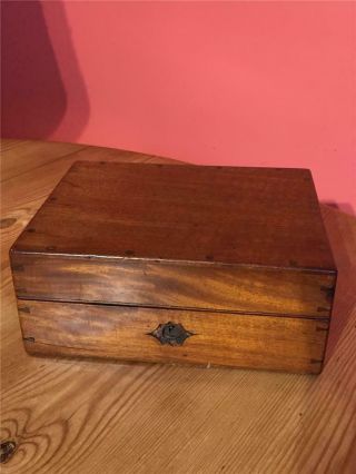 Vintage Wooden Box With Decorative Brass Screws On Lid 22.  5cm X 17cm