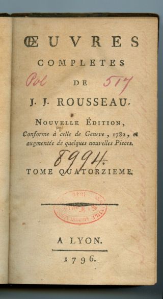 1796: A Book Of Plants And Flowers By Jean - Jacques Rousseau (1712 - 1778),  Rare