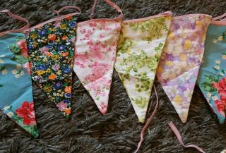 15ft Shabby Chic Vintage Wedding Party Floral Fabric Bunting