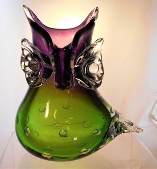 1960s Rare Vintage Heavy Murano Owl / Vase Ornament Paperweight Perfect Present 2