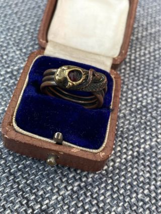 Fab Antique Vintage Jewellery Copper And Brass Coiled Snake Finger Ring Size O