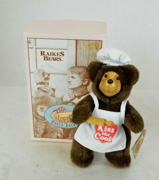 Vintage Raikes Bears Baker Brent " Kiss The Cook " 1418/5000 W Tags,  And Box