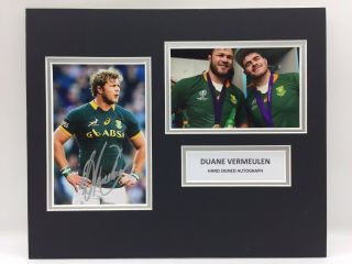 Rare Duane Vermeulen South Africa Rugby Signed Photo Display,  World Cup