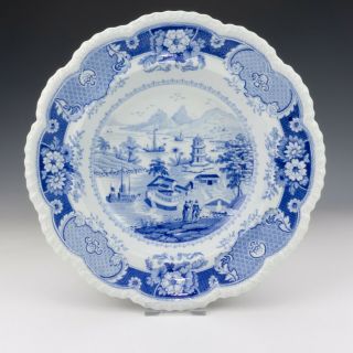 Antique Ridgway & Co - Transferware Blue & White Indian Temple Decorated Bowl