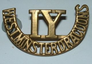 Iy Westminster Dragoons Rare Pre 1908 Shoulder Title