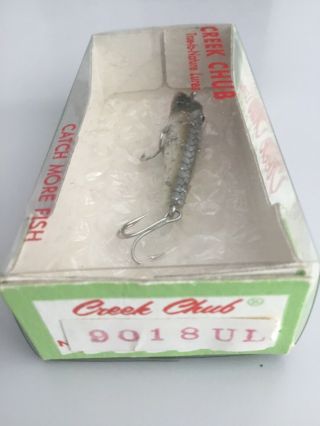Vintage Creek Chub Model 9018 - Ul - P Silver Flash Darter Fishing Lure.
