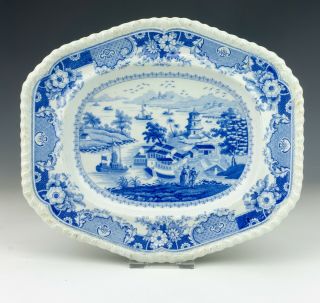 Antique Ridgway & Co - Blue & White Transferware - Indian Temple Decorated Dish