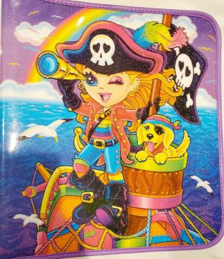 Rare Vintage Lisa Frank 90s Pirate Girl Puppy Trapper Keeper - Zipper Binder