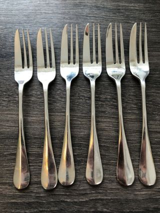 Set Of 6 E.  A.  J Epns Silver Plated Pastry Cake Forks