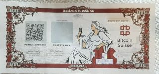 Bitcoin Suisse Banknote - Btc Coldwallet Like Casascius And Lealana Very Rare