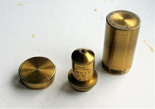 Antique Cased Brass Microscope Objective By J.  Swift,  1/8 "