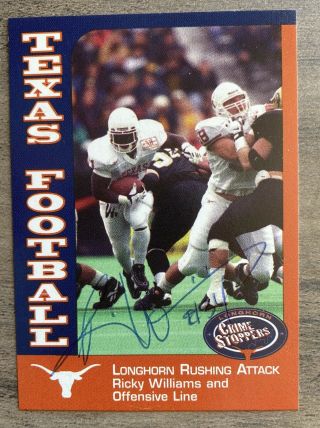 Rare Ricky Williams Signed Texas Longhorns Crime Stoppers Card - Heisman Auto