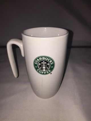 Rare Classic Starbucks White Coffee Tea Mug Cup Tall 9 Oz Open End Handle
