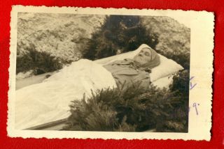 Antique Post Mortem Woman In Casket Vintage Funeral Photo Card 475