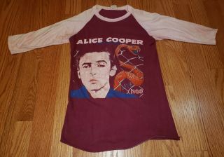 Alice Cooper Mega Rare Vintage 1980 Raglan Baseball Sleeve Shirt Medium Ex Cond