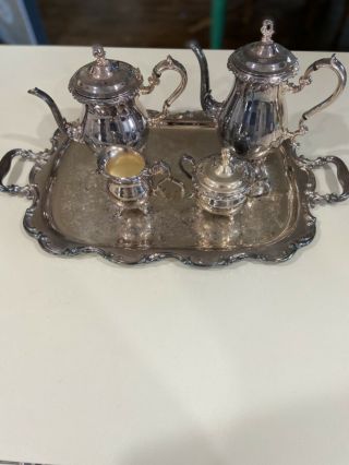 5 Piece Silver Plated Tea Set W Tray Gorham Newport Rare Vintage