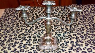 Vintage Silver Plated Candelabra 3 Sconce 10 " Tall / 1.  5kgs Heavy Made In England