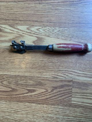 Antique Royal Tool Steel Can Opener With Wooden Handle