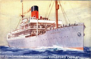 Guildford Castle Union Line Intermediate Steamer Antique Postcard Ocean Liner