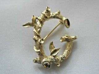 Sarah Coventry Fashion Vintage Goldtone Initial " G " Bamboo Design Brooch