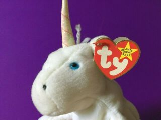 Rare ❤️ Ty Beanie Baby ❤️ Mystic Unicorn ❤️ Iridescent Horn Yarn Mane Tail 1993