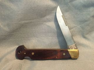 Very Rare U.  S.  A.  Ka - Bar Large Folding Hunter 1179 Pocket Knife Blade Wood Hdl.