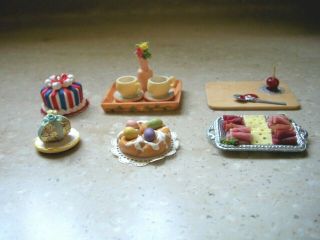 Dollhouse Miniatures Candy Apple,  Foil Easter Egg & Cake,  Lunch Meat Tray etc. 3
