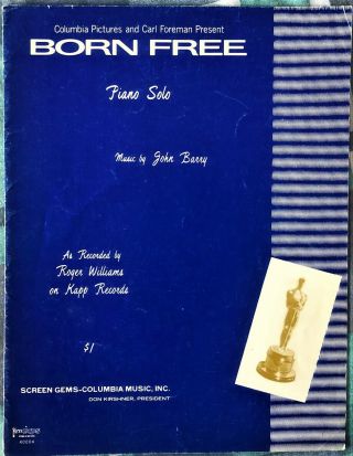 Rare Born (roger Williams) By John Barry - Piano Solo Sheet Music