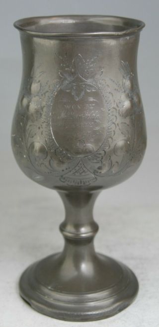 Fine Antique Pewter Chalice Goblet Cup RepoussÉ Decorated - Nodder & Sons 1867