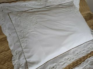 Vintage White Cotton Pillow Cases With Applique Work