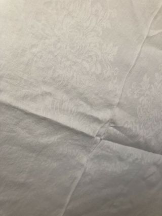 Irish Linen Tablecloth White Damask Vintage 5’6” X 9’2” 170cm X 280 Cm