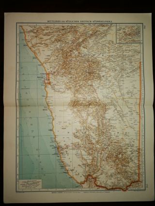Double - Page Map - German South - West Africa,  190 - 191,  Andree Great World Atlas - 1914