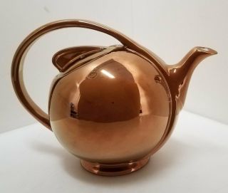 Rare Hall China Golden Glo Copper Luster Airflow Teapot,  3111 Made In Usa