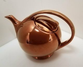 Rare Hall China Golden Glo Copper Luster Airflow Teapot,  3111 Made in USA 2