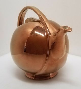 Rare Hall China Golden Glo Copper Luster Airflow Teapot,  3111 Made in USA 3