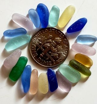 Sea Glass Rare Tiny Sticks Purple Yellow Cobalt Cornflower Aqua Pink Jq