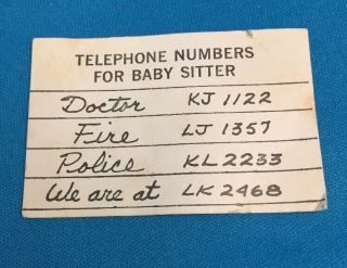 Vintage Barbie Telephone Numbers List Paper Note For Babysits