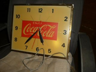 Vintage And Rare Coca Cola Lighted Clock Wallclock 16 X14 "