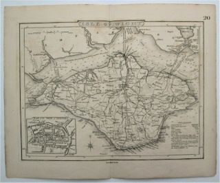 County Map Of The Isle Of Wight Antique 1838 England.  Cole And Roper
