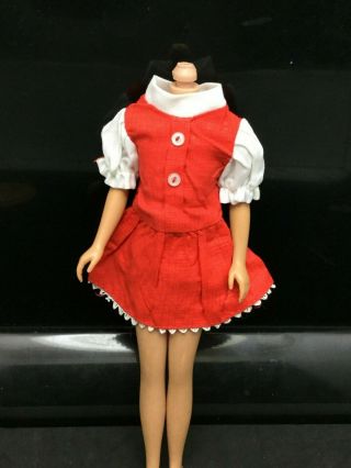 1960s 1970s Clone Hong Kong Skipper 9.  5in Size Doll Red White Party Dress