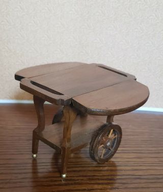 Dollhouse Miniature 1:12 Vintage Drop Leaf Serving Cart 2