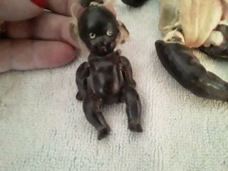 Antique African American Black Baby Doll Bisque 4” Made In Japan