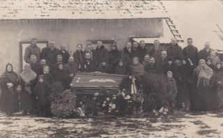 1910s Funeral Post Mortem Coffin Mourning Men Women Old Russian Antique Photo