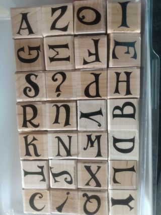 Set Of Stampin Up Antique Alphabet Wood Mounted Rubber Stamps
