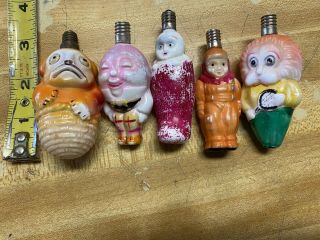 Vintage Christmas Figural Light Bulbs 6 Diffrent Some Rare