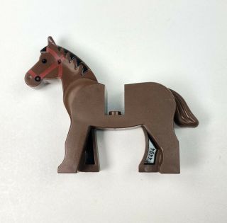 Vintage Lego Brown Horse W/ Black Eyes & Red Bridle Rein Minifigure 4493c01pb03