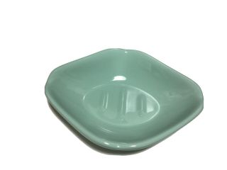 Vintage/retro Look Green Ceramic Soap Dish W/ridges.  Oval Shaped 5 1/2” X 4 1/2”